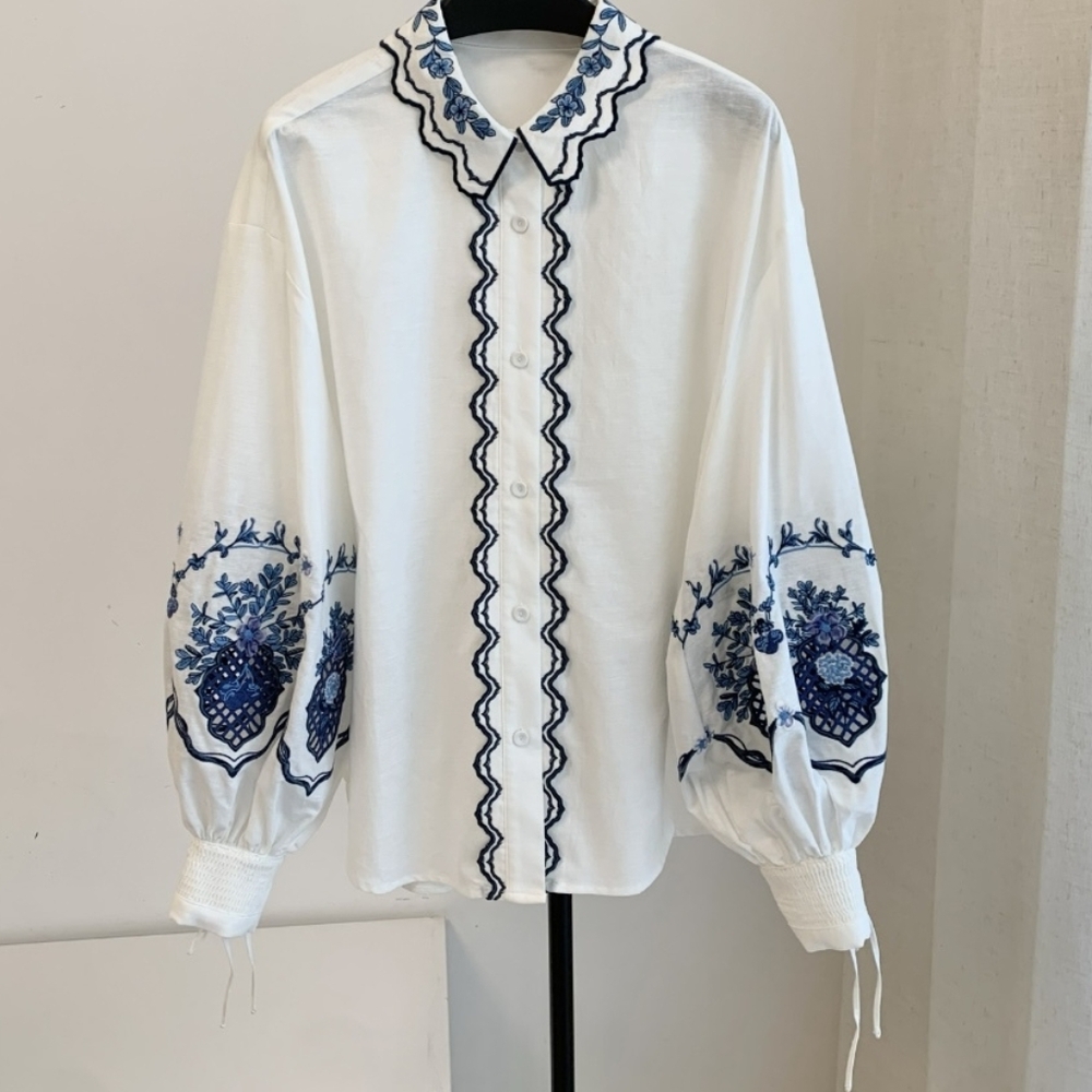 Agua By Agua Bendita Abadía appliquéd embroidered linen shirt - Picture 8 of 15